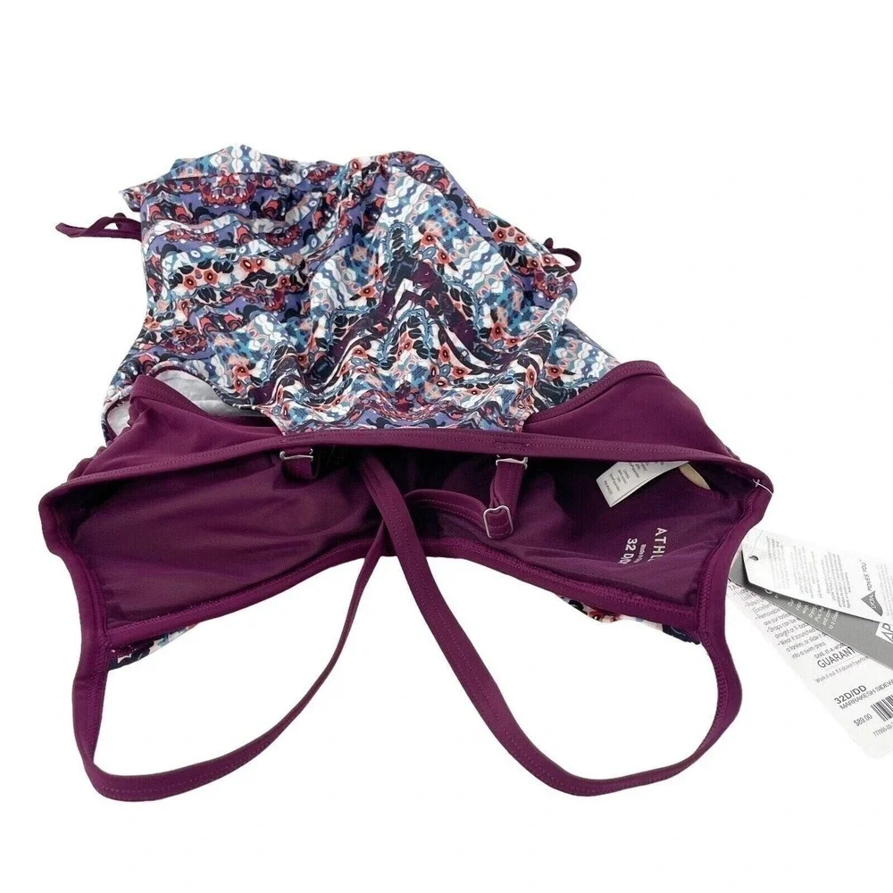 Athleta‎ Marrakesh Side Scrunch Tankini 32D/DD Quick Dry Lycra UPF 50+ Swim Top